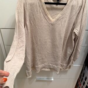 Lane Bryant Cream V-Neck Top